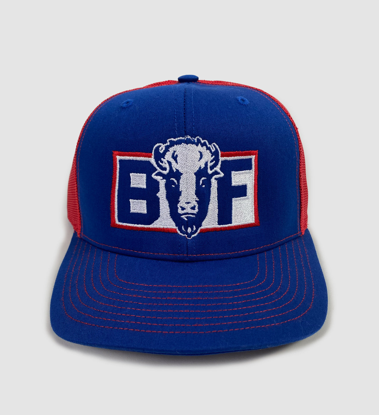 BUF Football Navy/Red Mesh Snap Back