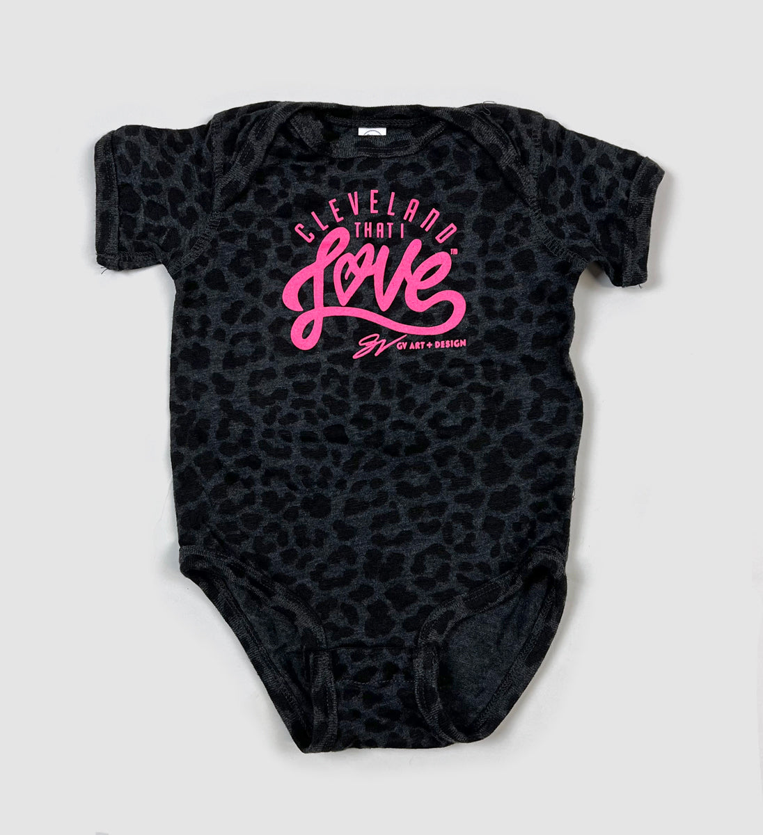Cleveland That I Love Black Cheetah Onesie