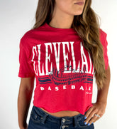 Red Cleveland Baseball Stadium Cropped T shirt