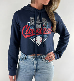Women's Cropped Baseball Lights Hooded Sweatshirt