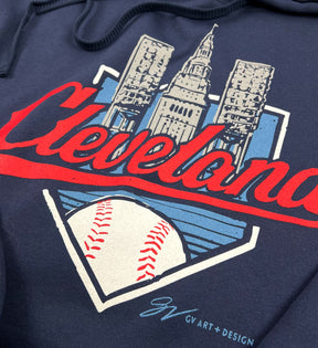 Women's Cropped Baseball Lights Hooded Sweatshirt