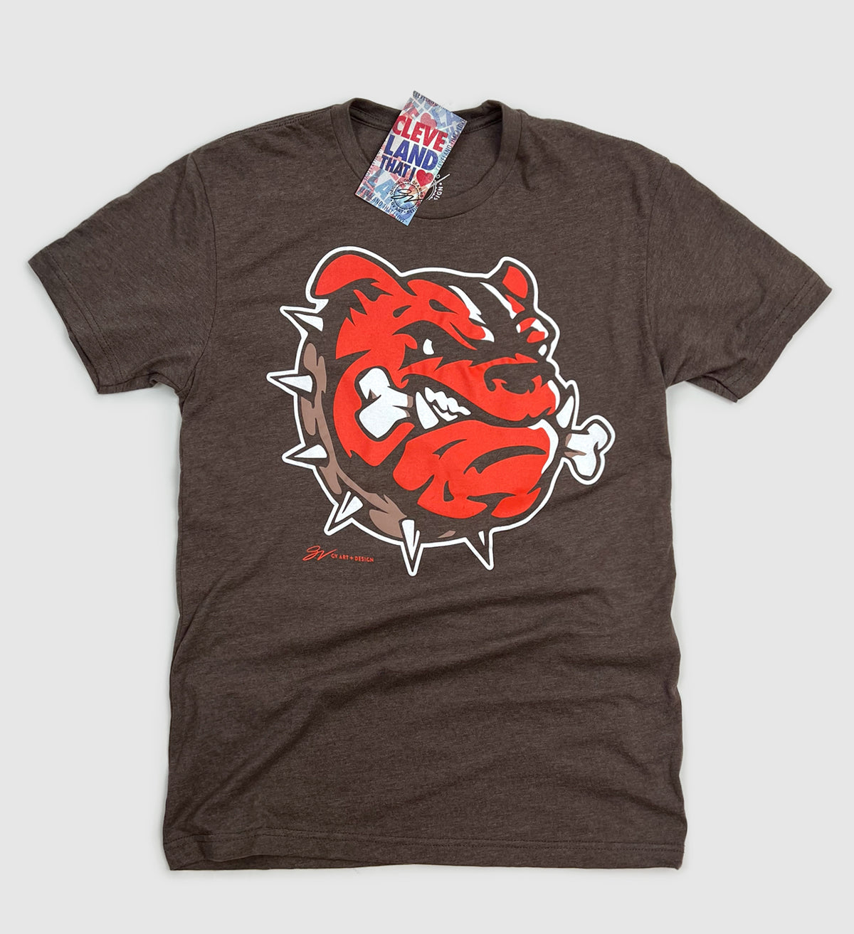 Brown Cleveland Football DAWG Logo T shirt