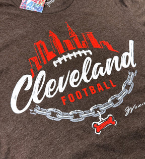 Cleveland Script Skyline Chain Cropped T shirt