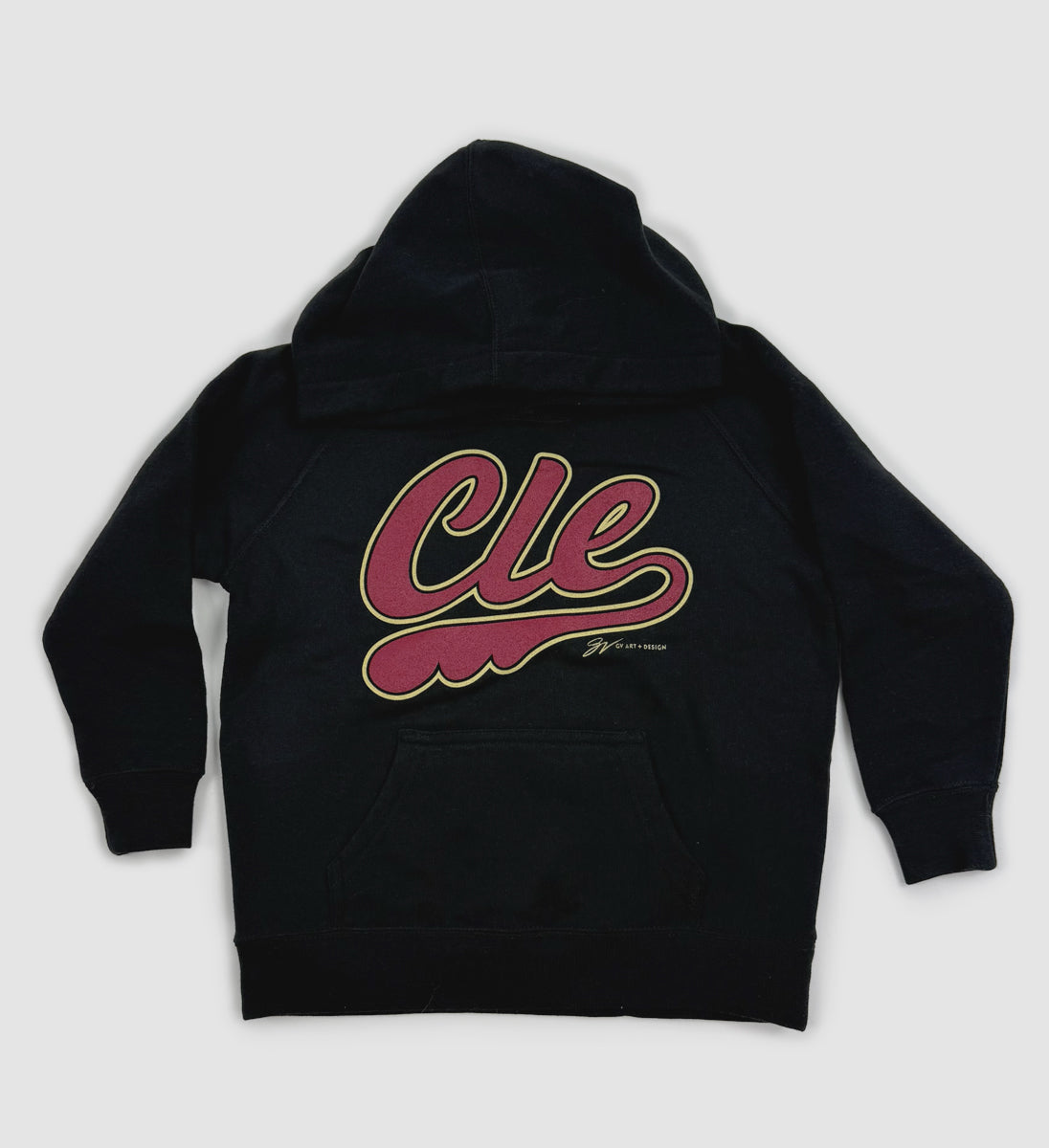Kids CLE Basketball Script Pullover Hoodie