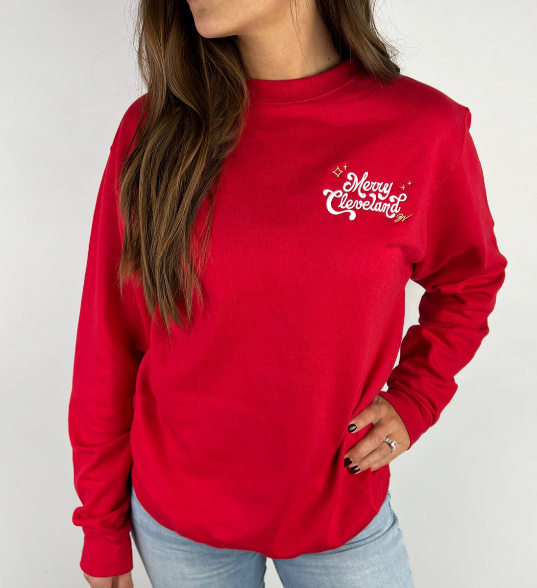 Red Merry Cleveland Crew Sweatshirt