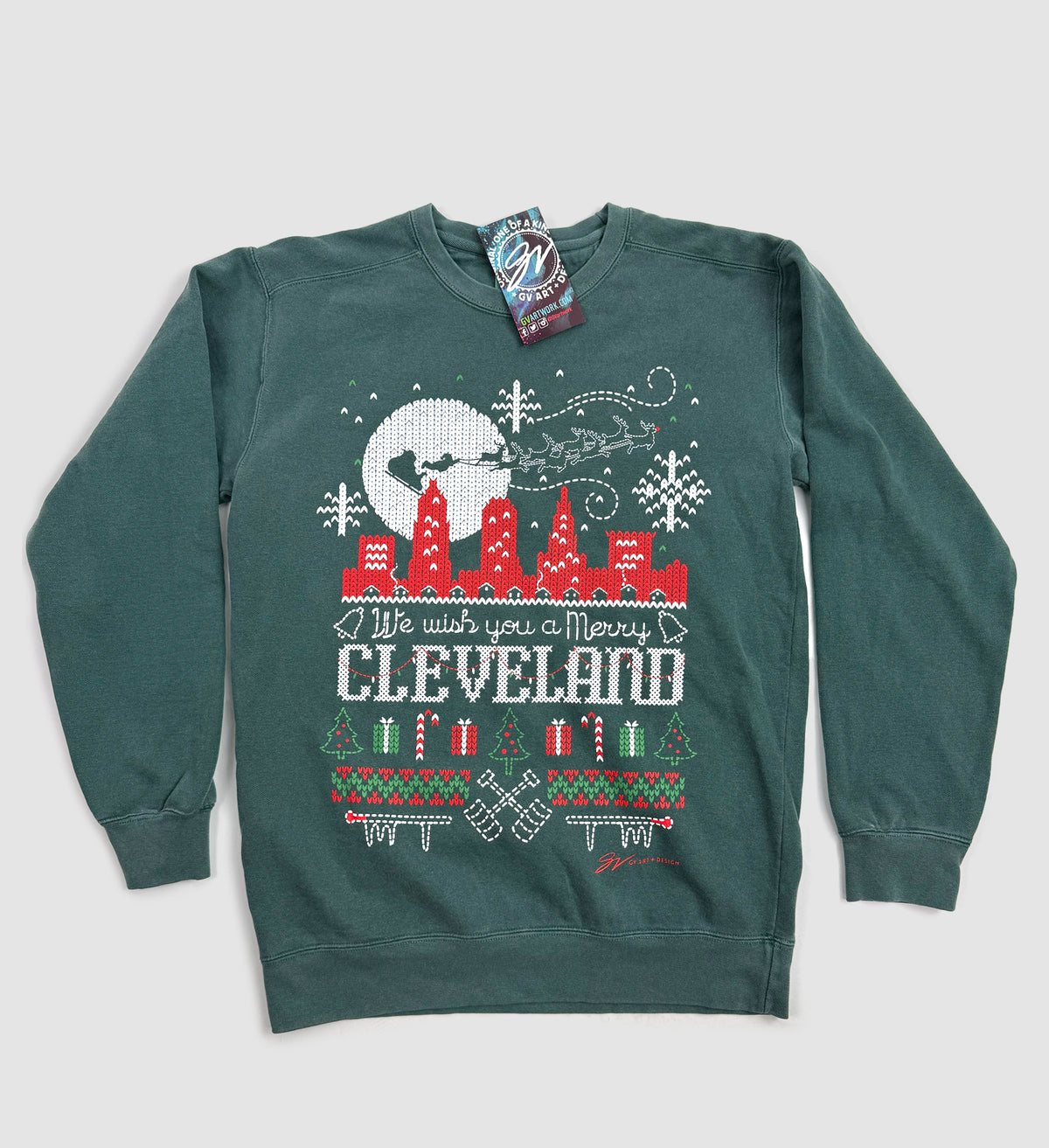 Merry Cleveland Christmas Sweater Crew