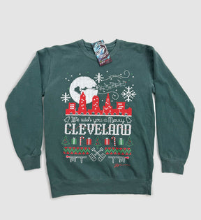 Merry Cleveland Christmas Sweater Crew