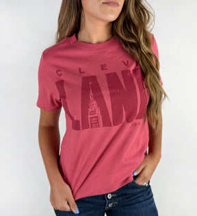 Womens CleveLAND Vintage Red T Shirt